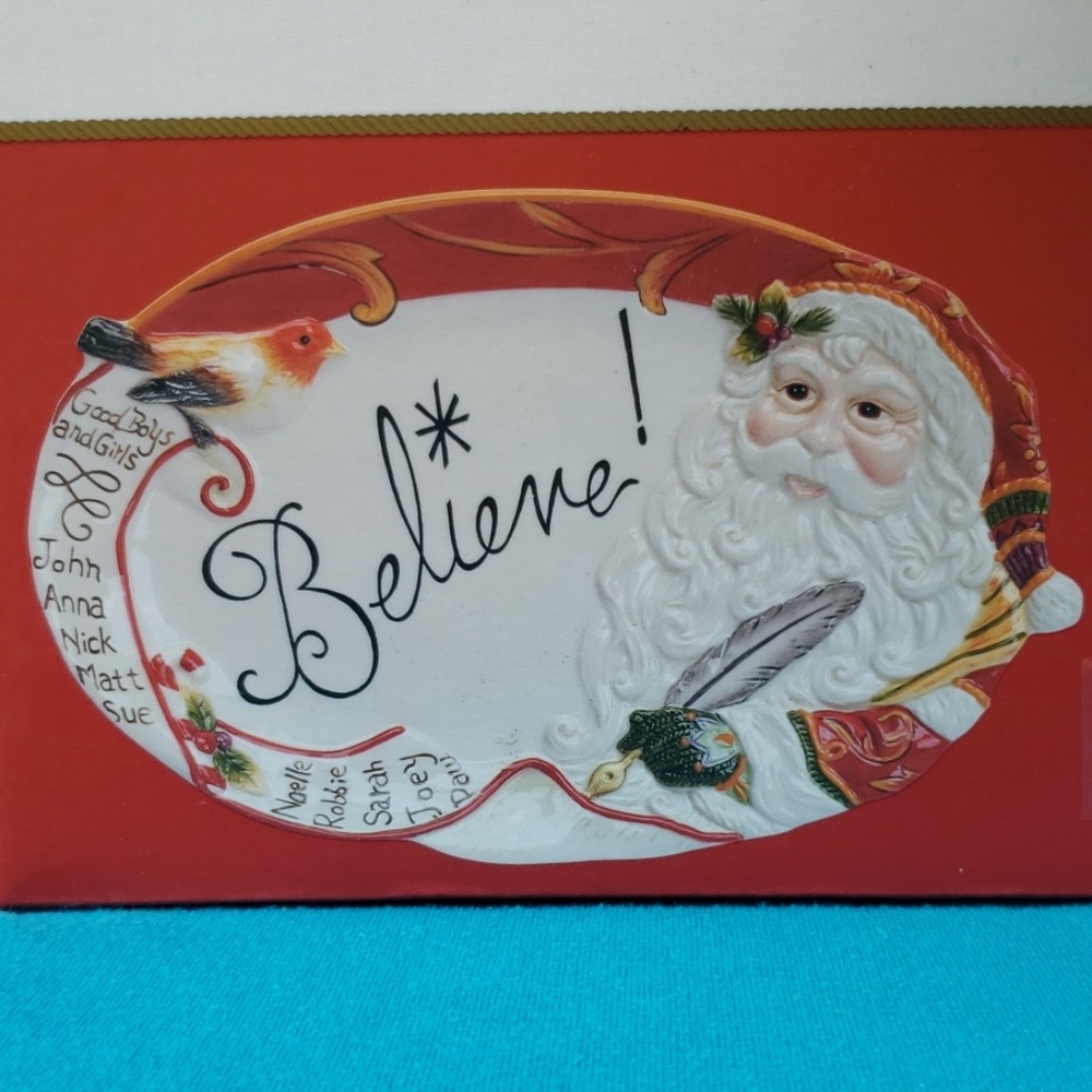 Fitz and Floyd Royal Holiday Santa Sentiment Tray